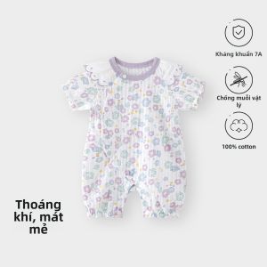 TONGLIANCHUXIN | Bodysuit Tay Ngắn Cotton Mỏng cho Bé Gái Mùa Hè