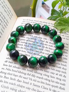 Chuỗi vòng tay Mắt Hổ xanh lá size 12ly