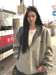 Hoodie Outerwear For Women Grey Chic Fall Style