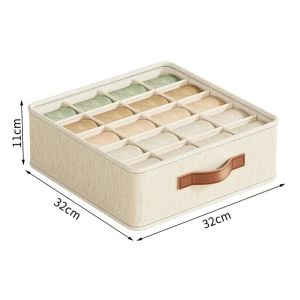 1/2/4PCS Beige Foldable Drawer Storage Box With Handles Stackable Fabric Organizer For Socks Underwear Bras Ties And Other Items