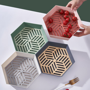 Double Layer Drain Basket Fruit Tray Creative Fashion Living Room Coffee Table Snack Fruit Tray Multi-Function Kitchen Wash Water