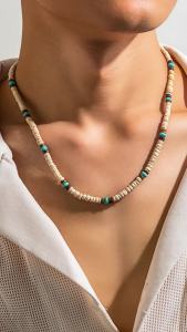 Multi Color Small Wood Beads Chains Necklace for Men Trendy Beaded Collar on Neck Accessories Short Choker 2023 Fashion Jewelry