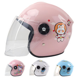 Children Motorcycle Helmet Anti-Drop Open Face Electric Bike Child Helmet Cartoon Cute Helmet for Kids Youth Schoolchild