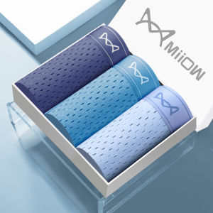 Miiow | Mens Ice Silk Breathable Boxer Shorts Summer New Style Youth Mesh Hole Flat Angle Briefs Antimicrobial Nylon Fabric Underwear