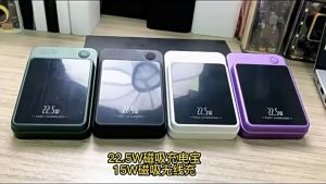 Sạc không dây từ tính dung lượng pin 10000mA hỗ trợ sạc nhanh hai chiều 15W sạc siêu nhanh 22.5W có đèn led báo mức pin