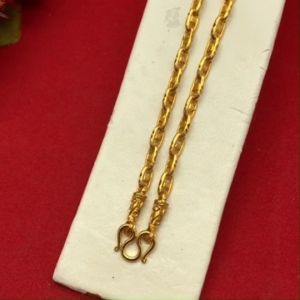 สร้อยคอทองลายโซ่เกือกม้า ความยาว 24 นิ้ว เทียบเท่า 1 บาท ชุบทองไมครอน เกรดพรีเมี่ยม ใส่อาบน้ำได้ งานสวย พร้อมส่ง