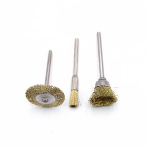 Reilyn 9pcs Metal Rust Removal Wire Brass Wheel Brush Set Dremel Polishing Accessories for Rotary Tools 3mm Shank