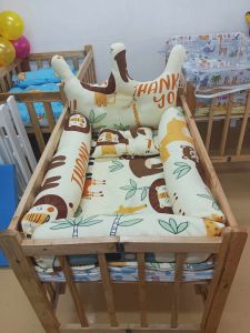 Wooden Crib Adjustable w/ Crown Set (COMPLETE SET)