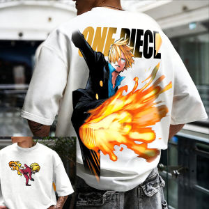 Bandai | 2026 New Mens One Piece Sanji Kick Flame Graphic T - Shirt Casual Streetwear Sport Festival Anime T - Shirt for Fans