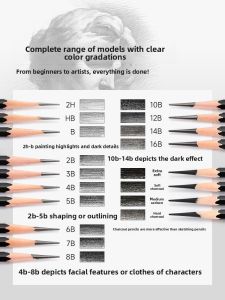 Touch mark | Drawing Pencils and Charcoal Set for Art Students 2b 4b 8b 14b
