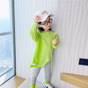 Stylish Long Sleeve T-Shirt With Smile Patches and Holes Autumn Kids Clothes