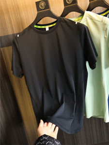 Cool Sensation Ice Skin Technology Mens Solid Color Summer Sport Moisture Wicking Quick Dry Short Sleeve T Shirt Youth Trend