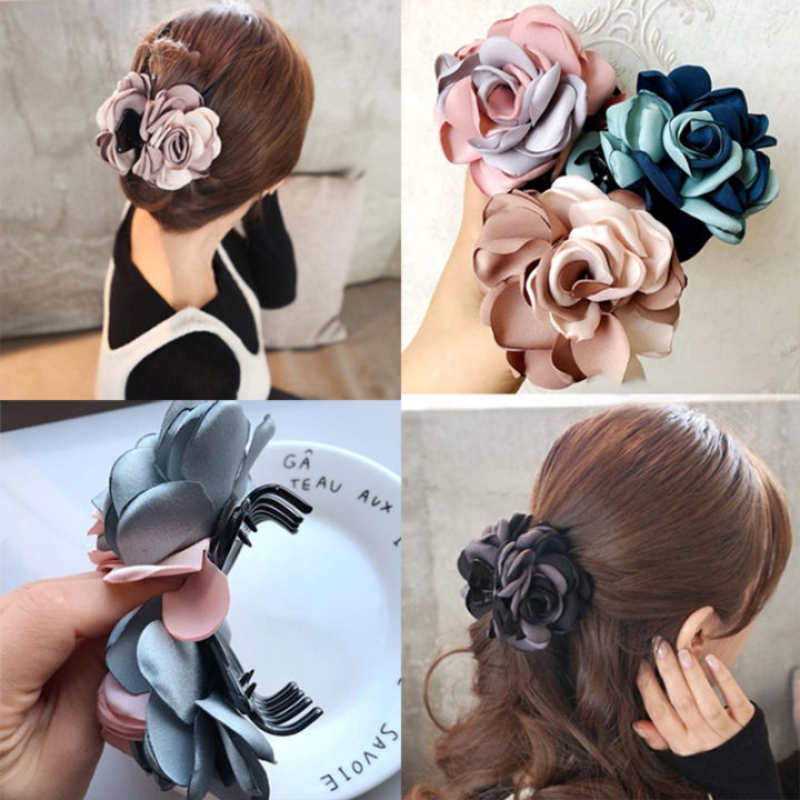 Korean Style Large Rose Flower Hair Clips for Women Hair Clip