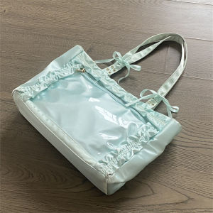 Túi Đeo Vai Dung Tích Lớn Satin Mint Green Edge Túi Tote Phong Cách Hàn Quốc Candy Color Túi Đeo Vai Thường Ngày Cho Thanh Thiếu Niên