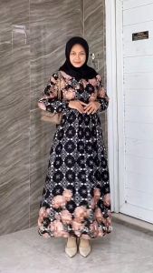 Midi Dress Rayon Motif Etnik Bahan Rayon Premium | Terlaris Daster Adem Nyaman