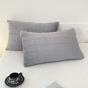 SUNLIGHT HOME 1 Pair Velvet Pillowcases2 Pieces Solid Color Striped Pillow CaseBreathable Pillow Cover