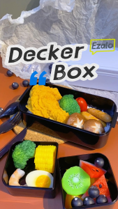 Ezalo Decker PP Plastic Compartment Lunch Box With Tableware Two Layers Compartment Bento Lunch Box