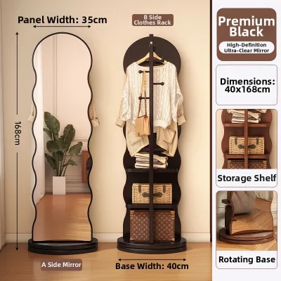 Moveable Full-Length Mirror with Bookshelf Storage