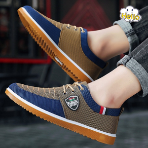 【Local Shipping】Hello Mens Casual Shoes Breathable Canvas Shoes Soft Bottom Non-Slip Casual Shoes Rubber Walking Shoes For Men