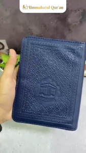 Quran Waqaf Emboss Kaleb Resleting Tali Quran Size Travelling Ukuran A6 Terjemahan Emboss Navy