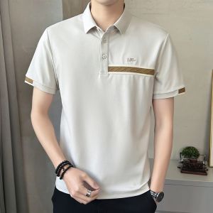 ROMON | เสื้อยืดคอโปโลผู้ชายแขนสั้นฤดูร้อน 2025 ทรงหลวม ผ้าฝ้ายผสมโพลีเอสเตอร์ ระบายอากาศได้ดี ทรงบาง ปกโปโล แฟชั่น