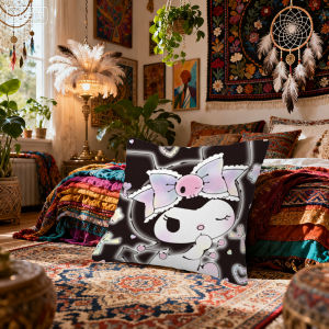 Sanrio | Kuromi Sanrio Dễ Thương Gối In Hình Hai Mặt Sang Trọng Ngắn Nhà Có Thể Giặt Bằng Máy Đệm Cho Mùa Đông Ấm Áp 1PC