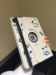 360° Berputar Stand 3D Kartun Pocha Dog Leather Flip Case Untuk Samsung Galaxy Tab S6 Lite & A7 Lite