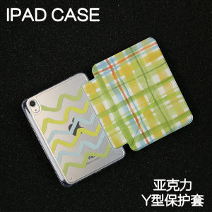 Green Pattern Acrylic iPad Protective Case for iPad 8/9 Air4/5/6 Pro11/10.9 Mini6/7 Hard Shell Tablet Cover with Pen Slot