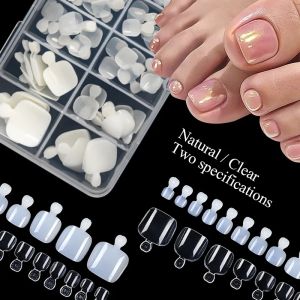 100pcs/box Square False Toe Nails Full Cover Natural White Clear Fake Toenail Acrylic Foot Nail Art Tips Manicure Tools