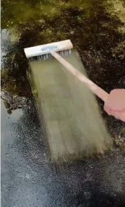Stainless Steel 20/30/50cm Floor Brush with Wood Handle for Bristle Iron Pool Moss Cleaning Dailymall
