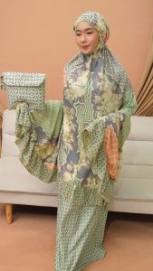 Mukena Batik Puspa Rayon Jumbo Dewasa Nyaman Cantik Mewah Adem Lembut
