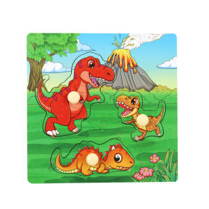 Mini Montessori Wooden Puzzles Hand Grab Boards Toys Tangram Jigsaw Baby Educational Toys Cartoon Vehicle Animals 3D Puzzles
