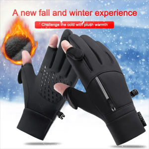 Winter Fishing Touch Screen Gloves: 2-Finger Flip & Windproof Waterproof Warm Options