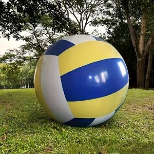 Giant Inflatable Volleyball Durable PVC Beach Ball with Blue Yellow Stripes for Family Gatherings Beach Parties Backyard Games