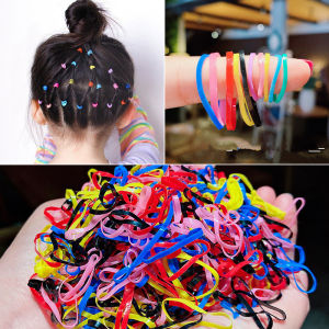 100Pcs Girls Mini Rubber Band Elastic Hair Ties Headband Children Ponytail Holder Hair Rope Kids Hair Accessories Gift Random Color