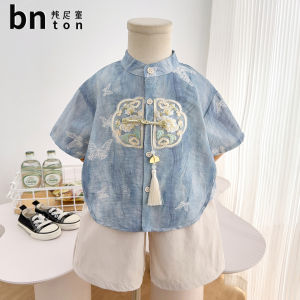 Boys Tang Suit Set Summer Thin Traditional Chinese Style Baby Clothes Daily Wear Childrens Hanfu Light Weight Ancient Fashion