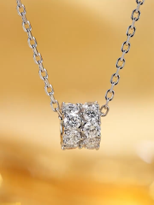 QUEENSUN 18K gold Lab Grown Diamond necklace for women high-end and light luxury pendant，Rotate to increase luck bead necklace， Lulutong Fortune Bead Necklace