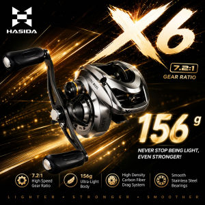 HASIDA X6 Baitcasting Fishing Reel Standard and Micro version 3 Ball Bearings 156g 7.2:1 5kg Drag Power AT7 Aluminum Spool
