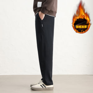 Quần Dài Ống Đứng Dày Lót Lông Cừu Màu Đen Co Giãn Lưng Rộng Thoải Mái Cho Nam Mùa Thu Đông Quần Dài Thường Ngày