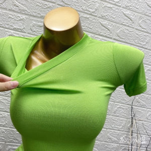 Slim Fit Short Sleeve T-Shirt Womens Comfortable Nylon Work Clothing Crewneck Love Pattern Regular Length INS