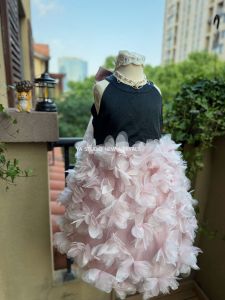 Pink and Black Floral 3D Dresses Performance Gown