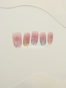 เล็บปลอมแบบฝรั่งเศสทำมือ ลายไล่สี สีขาว แบบ ติดง่าย ติดทนนาน อุปกรณ์เสริมความงาม