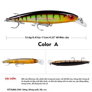 1PC 3D Bionic Minnow Mồi Câu Cá Laser Mắt Nhân Tạo Mồi Cứng 11Cm 13.4G Lý Tưởng Cho Đại Dương Sông Hồ Bắt Nhiều Cá Hơn