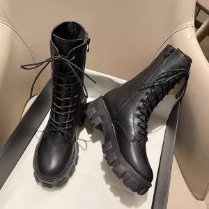 Platform Shoes Platform Height Increasing Shoes 2024 Spring and Autumn New Arrival High British Style Non-Slip Ankle Boots Short Boots Women