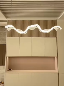 modern LED chandelier creativity silk wave shape acrylic material with remote control Tri-color dimming applicable restaurant living room kitchen bedroom teahouse corridor hotel reception