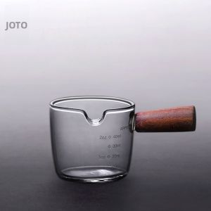 JOTO | Handmade Mini Glass Milk Pitcher with Wooden Handle