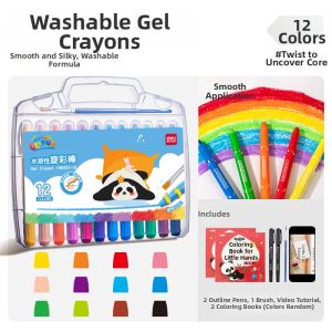 deli | Water Soluble Washable Non-Toxic Safety Art Crayons 36 Colors