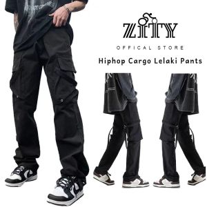 ZITY Hip Hop Street Style Cargo Pants – Slim-Fit Tactical Black Work Trousers with 6 Functional Pockets