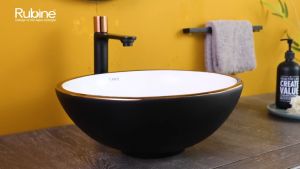Rubine x sgPlumbMart SPIN 36 Countertop Ceramic Basin 360x360x120mm Toilet Bathroom Basin Table Top Basin