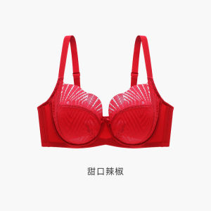 Yiqian [Geometric Space-Time] Breasts Contracting Intimates Womens Full Cup Thin Bra Red Plus Size Bra